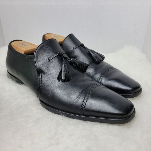 Ermenegildo Zegna Black Leather Tassel Loafers Shoes Made In Italy Size 7.5 US main image 4
